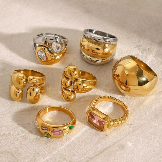 Anillos de lujo acero inoxidable en oro de 18 k