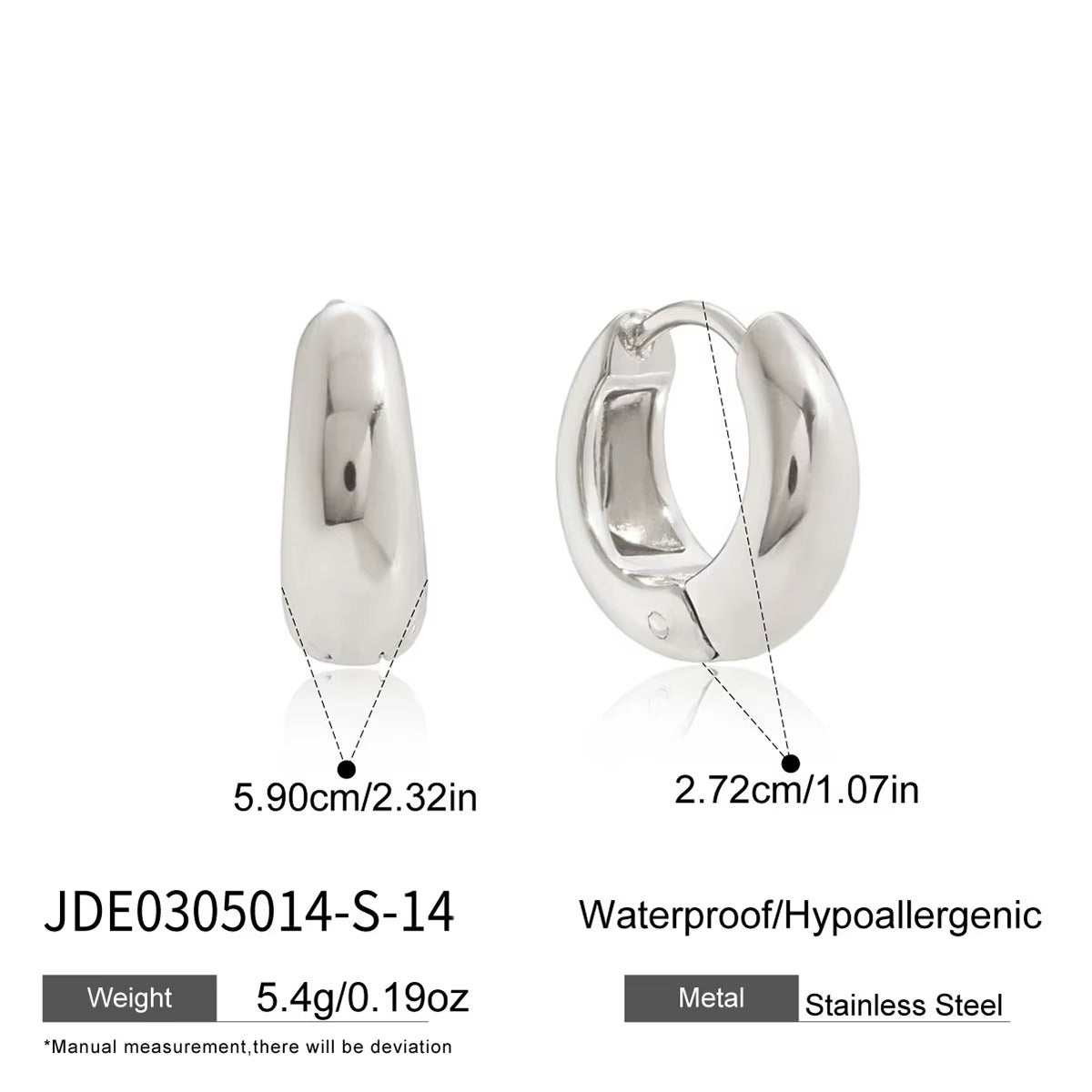 Aros clásicos acero inoxidable en oro de 14K JDE0305014-14