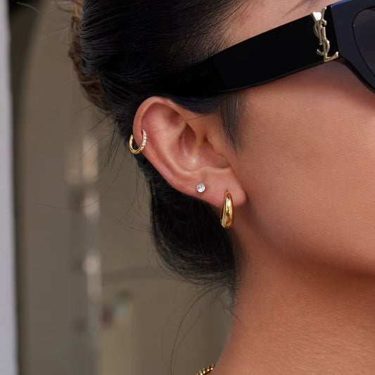 Aros clásicos acero inoxidable en oro de 14K JDE0305014-14