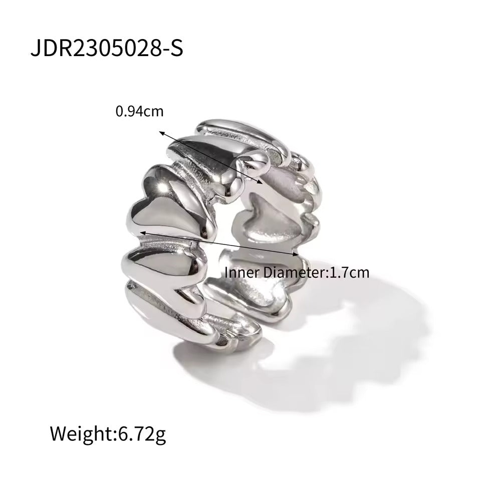 Anillo acero inoxidable apilable y ajustable con ondas líquidas #2409